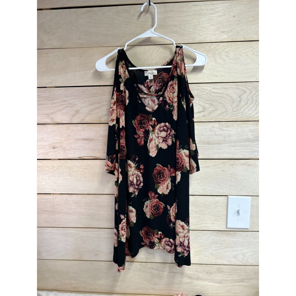 Misia 2x Cold Shoulder Ladies Dress Black with Roses